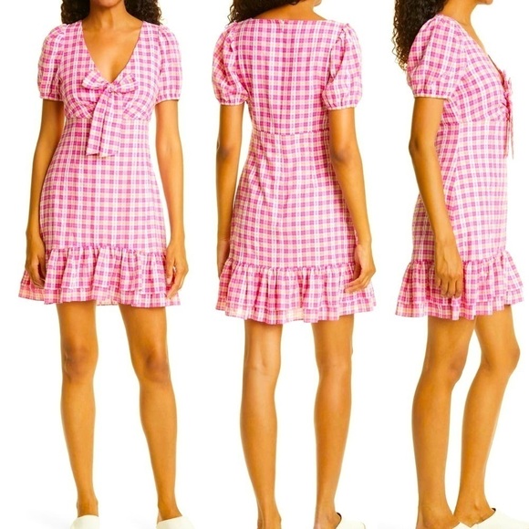 NWT LIKELY Fuschia Multi Kai Check Dress - Picture 1 of 16